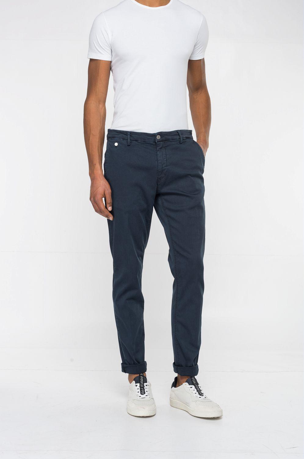 Replay chino BENNI-91% katoen, 6% elastomultiester, 3% elasthaan-HEREN BROEKEN-Blauw