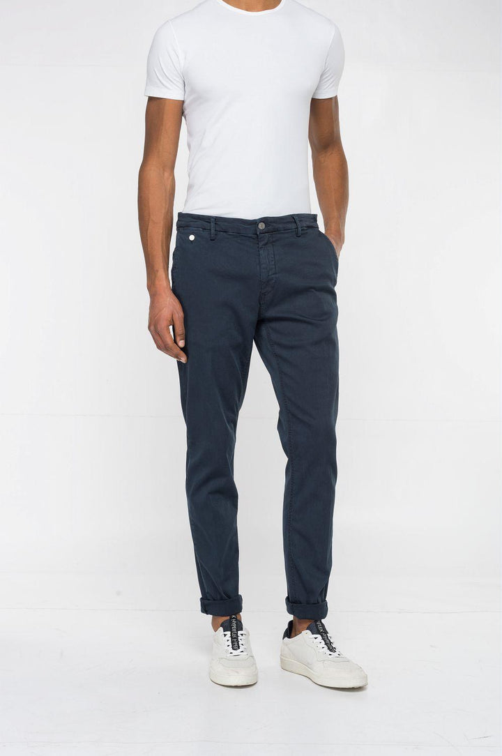 Replay chino BENNI-91% katoen, 6% elastomultiester, 3% elasthaan-HEREN BROEKEN-Blauw