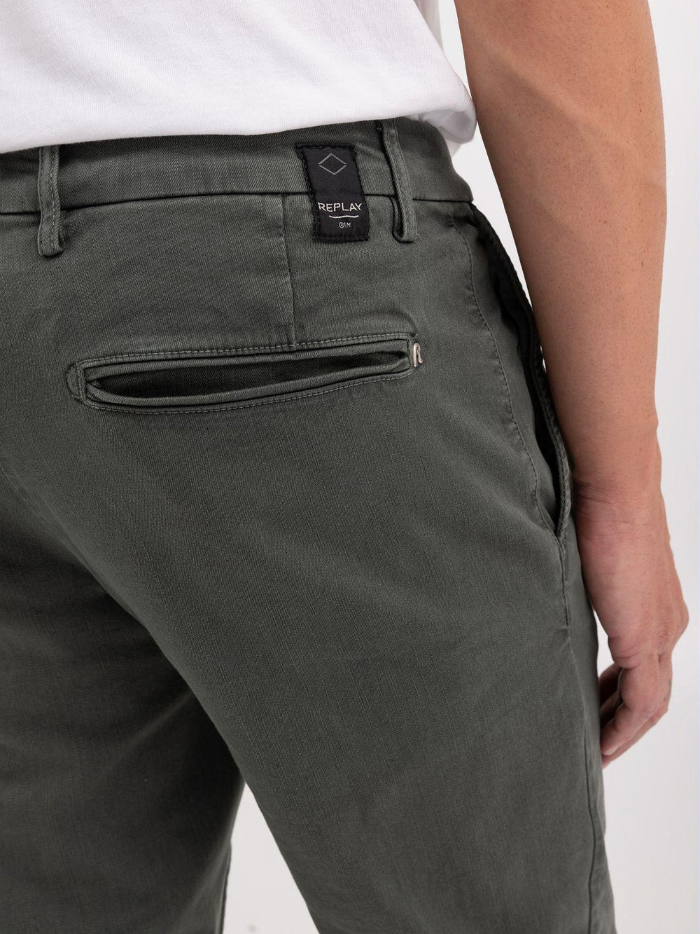 Replay chino BENNI-91% katoen, 6% elastomultiester, 3% elasthaan-HEREN BROEKEN-Groen