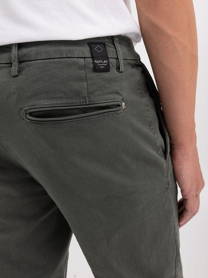 Replay chino BENNI-91% katoen, 6% elastomultiester, 3% elasthaan-HEREN BROEKEN-Groen