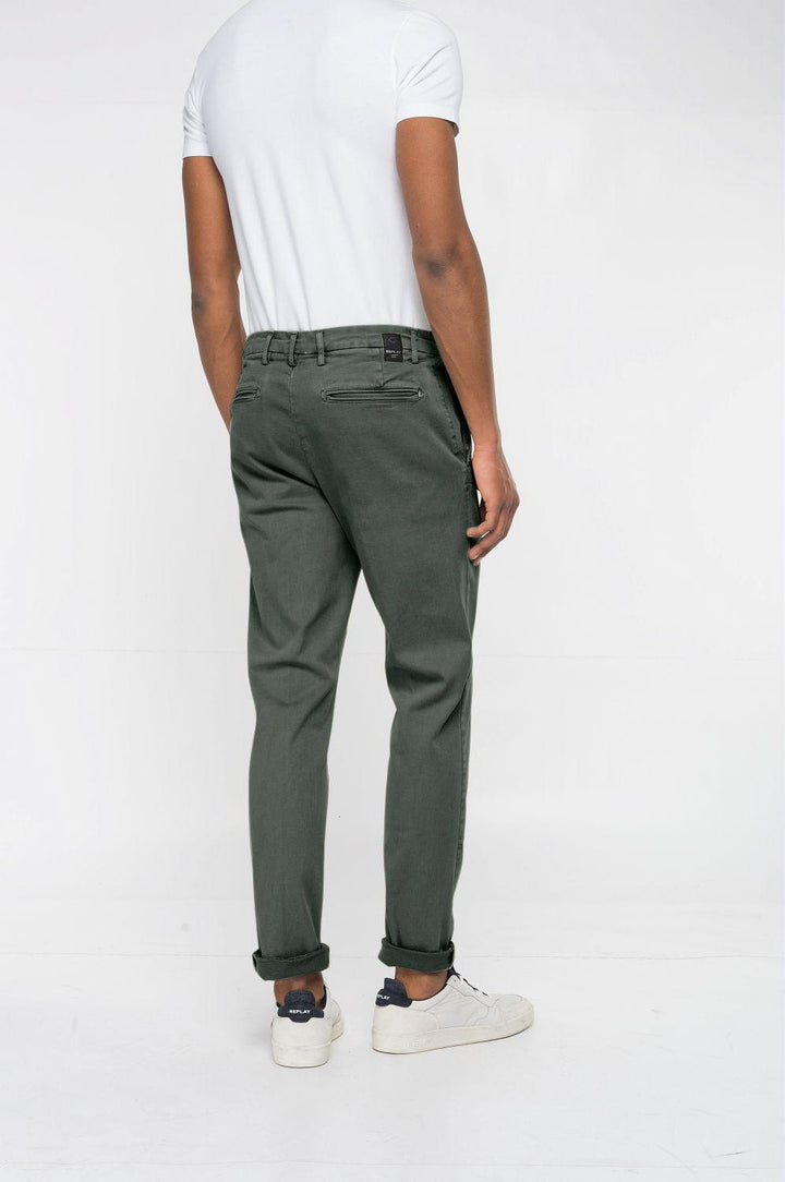 Replay chino BENNI-91% katoen, 6% elastomultiester, 3% elasthaan-HEREN BROEKEN-Groen