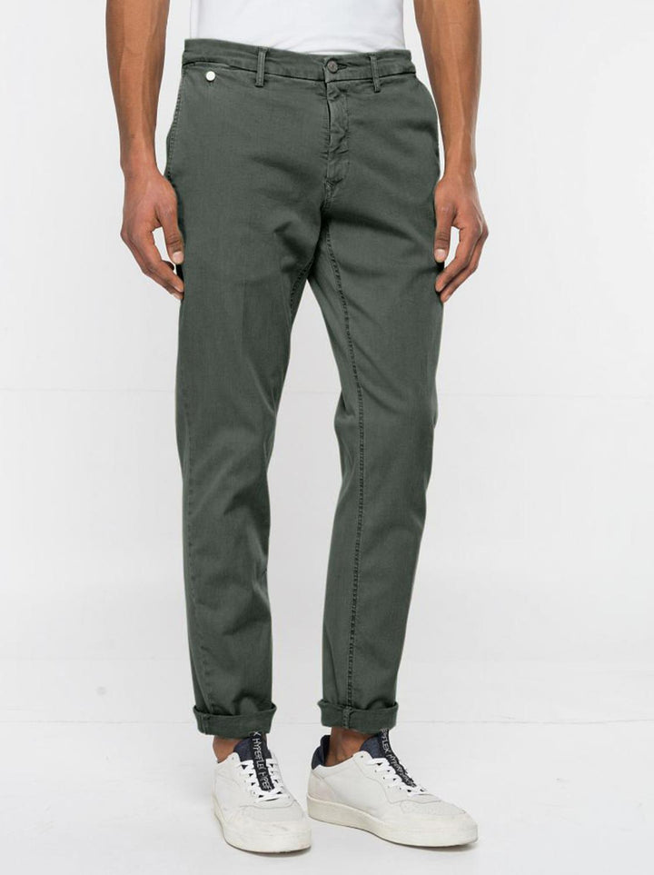 Replay chino BENNI-91% katoen, 6% elastomultiester, 3% elasthaan-HEREN BROEKEN-Groen