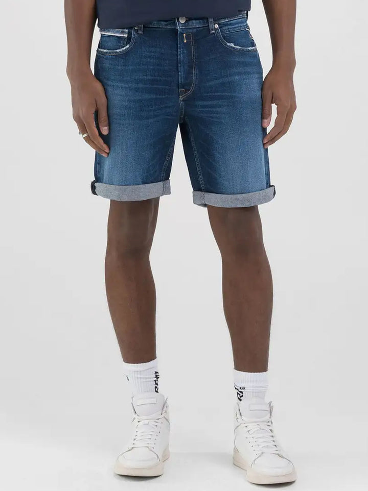 Replay denim shorts-99% KATOEN; 1% ELASTAAN.-HEREN BROEKEN-Blauw