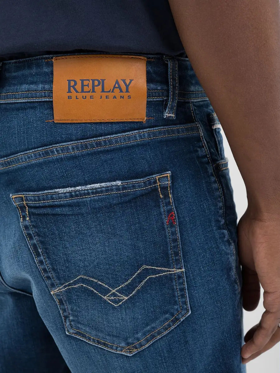 Replay denim shorts-99% KATOEN; 1% ELASTAAN.-HEREN BROEKEN-Blauw