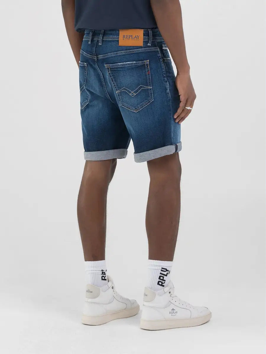 Replay denim shorts-99% KATOEN; 1% ELASTAAN.-HEREN BROEKEN-Blauw