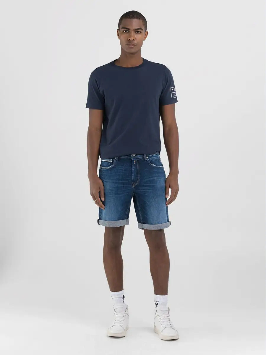 Replay denim shorts-99% KATOEN; 1% ELASTAAN.-HEREN BROEKEN-Blauw