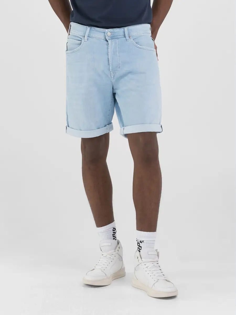 Replay denim shorts light blue-Organisch katoen<br />TC OCS CUC-02480307<br />60% organisch katoen - 39% katoen - 1% elas