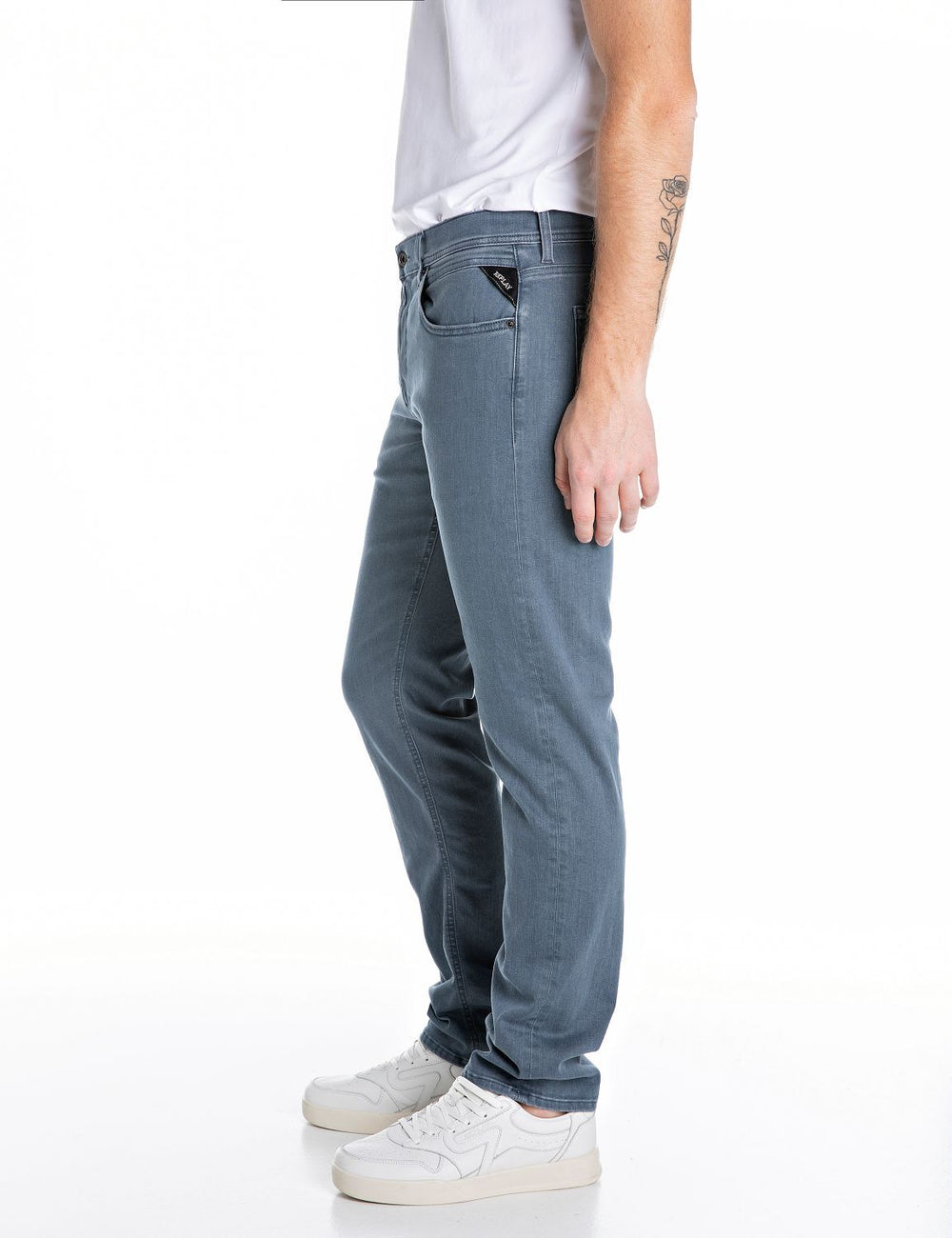 Replay Grover Jeans – Straight Fit Blauw-91% katoen, 6% Elastisch Polyamide, 3% elastaan-HEREN BROEKEN-Blauw