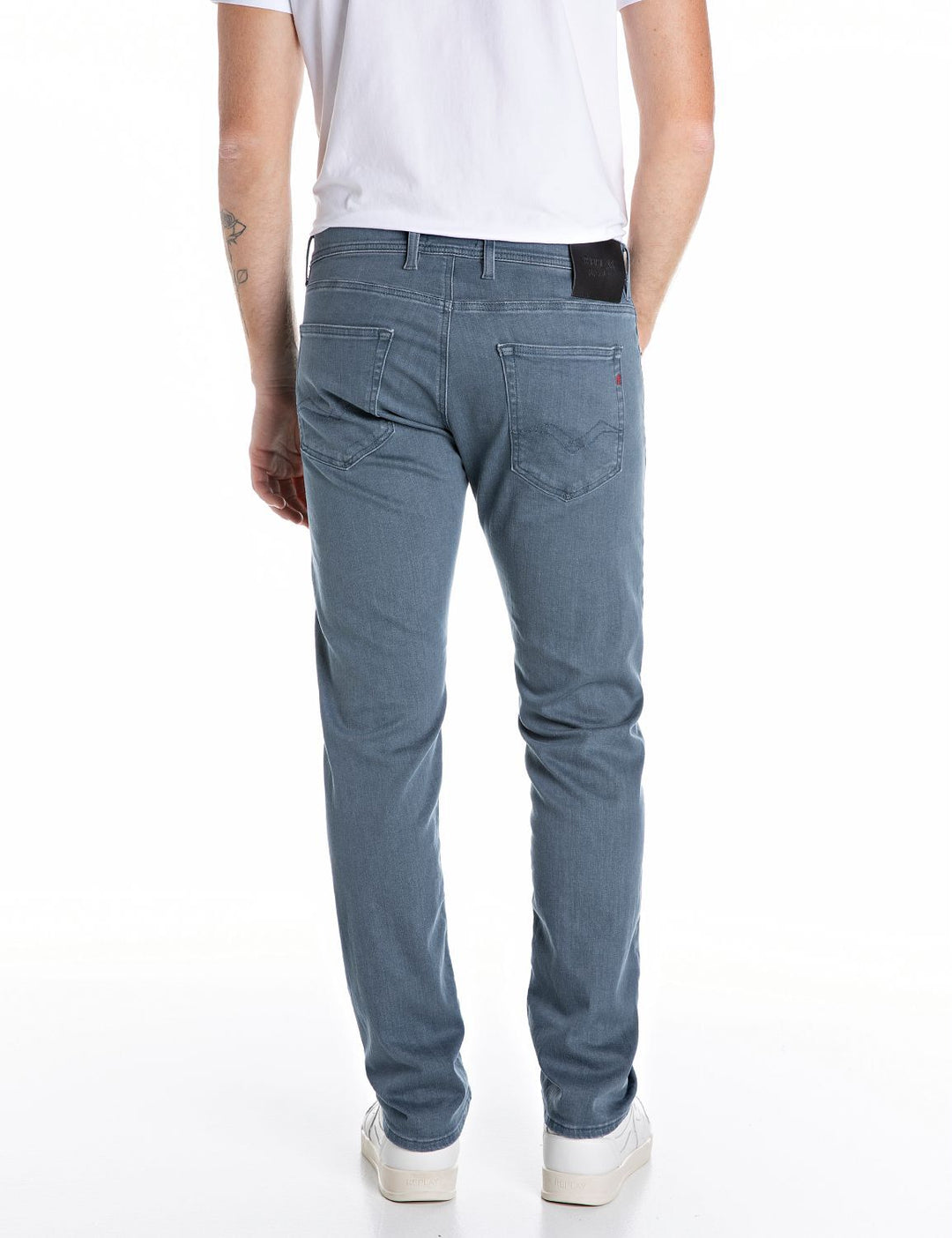 Replay Grover Jeans – Straight Fit Blauw-91% katoen, 6% Elastisch Polyamide, 3% elastaan-HEREN BROEKEN-Blauw