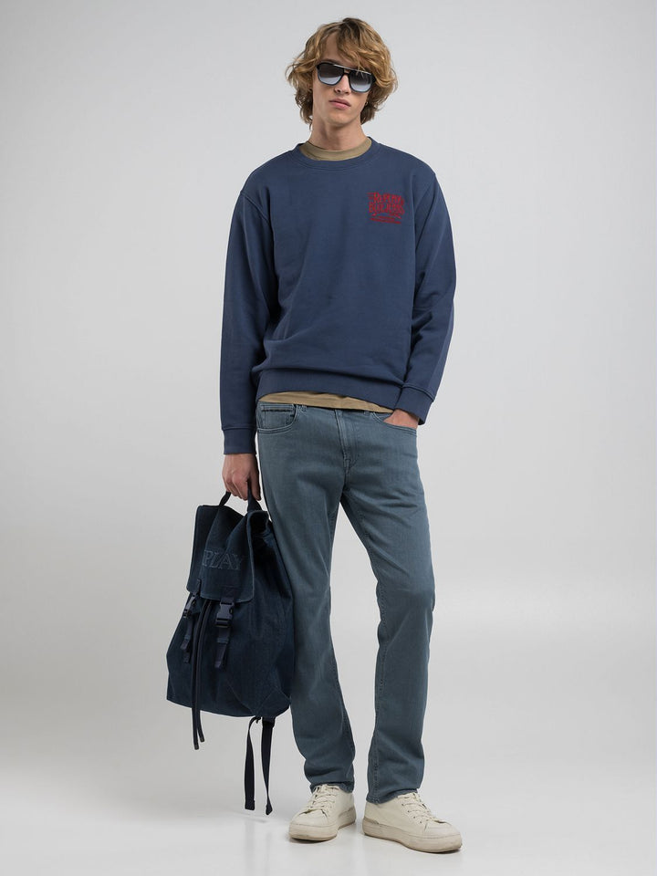 Replay Grover Jeans – Straight Fit Blauw-91% katoen, 6% Elastisch Polyamide, 3% elastaan-HEREN BROEKEN-Blauw
