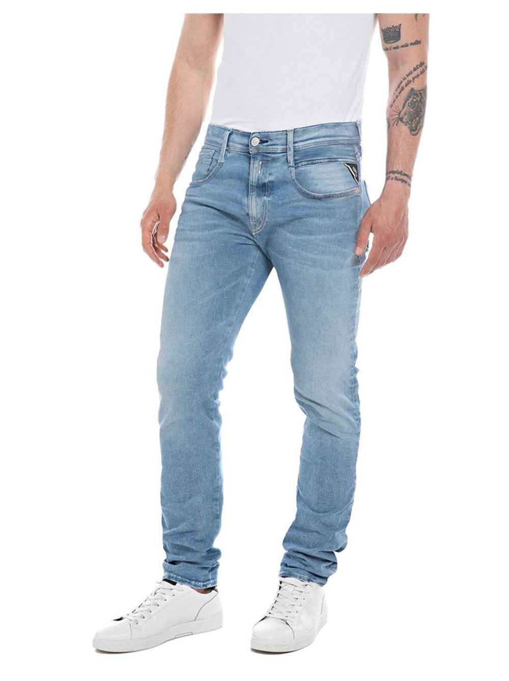 Replay jeans ANBASS slim-86% katoen, 10% polyester, 4% elastaan-HEREN BROEKEN-Blauw