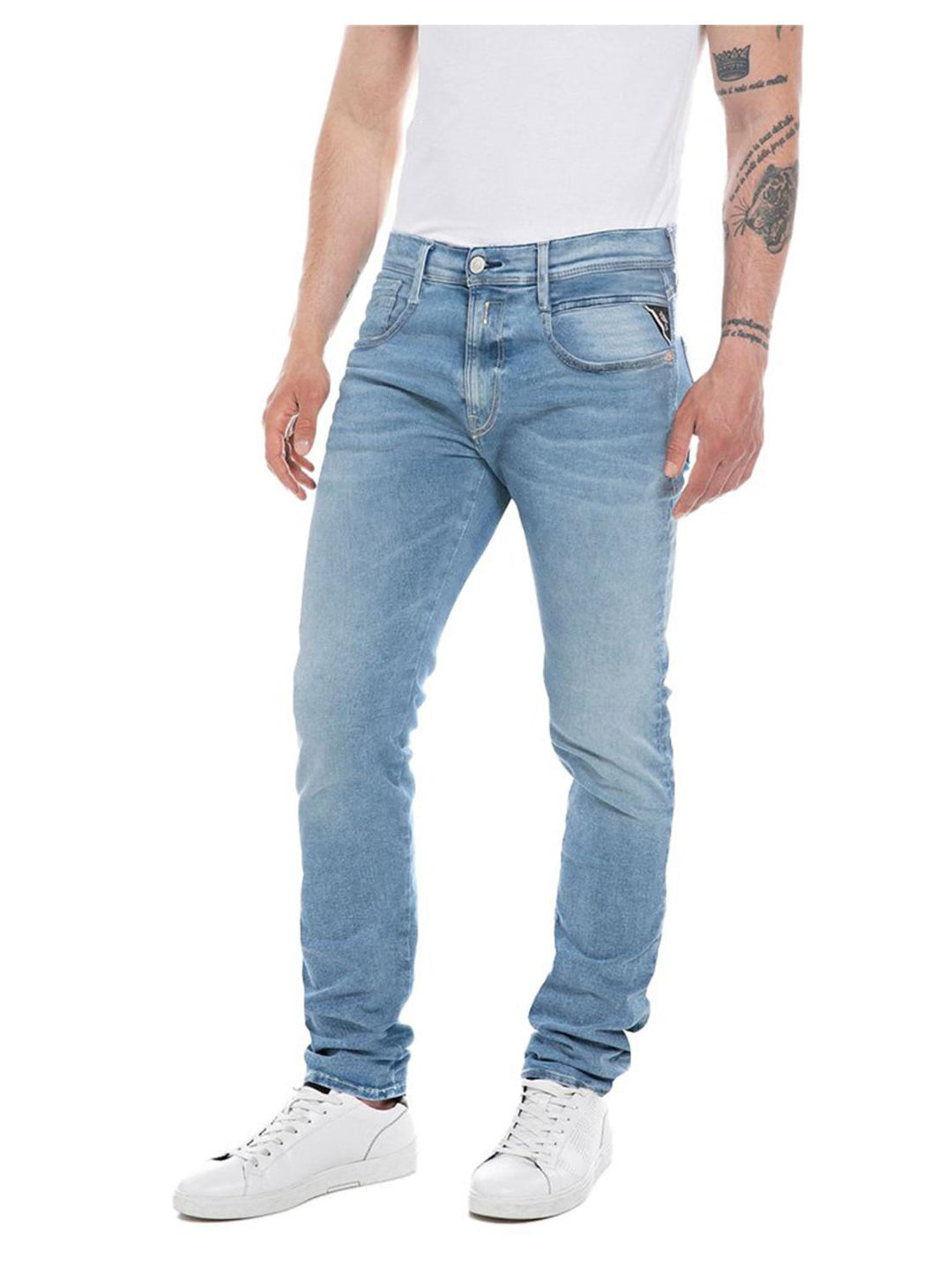 Replay jeans ANBASS slim-86% katoen, 10% polyester, 4% elastaan-HEREN BROEKEN-Blauw