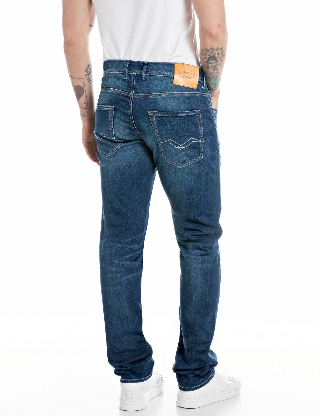 Replay Jeans – Blauw-89% katoen, 8% elastisch polyamide, 3% elasthaan-HEREN BROEKEN-Blauw