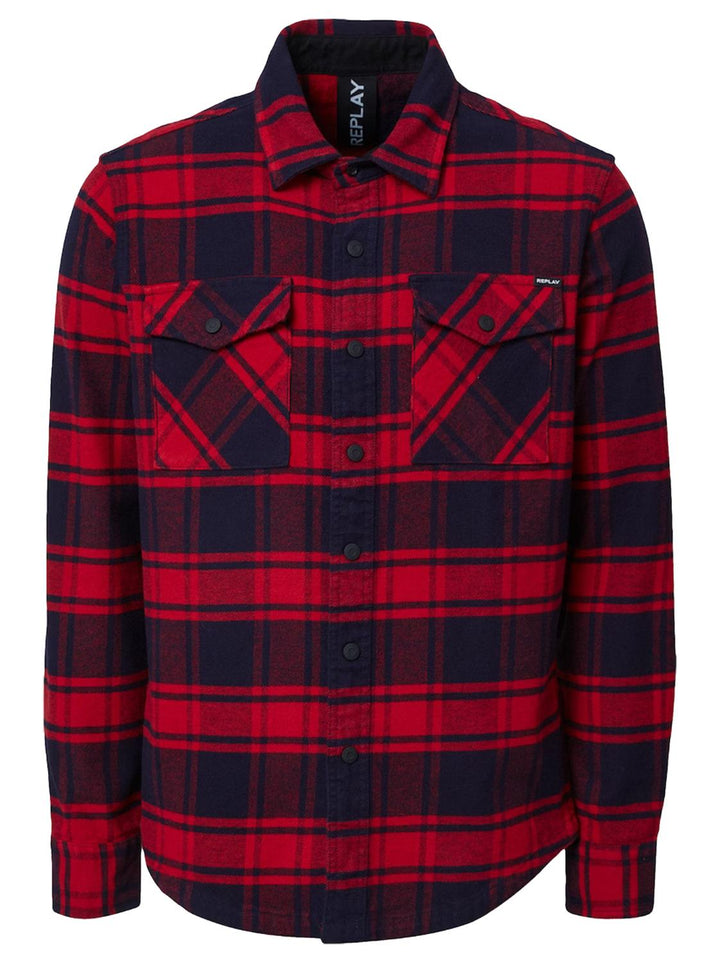 Replay overshirt ruit-100% katoen-HEREN SHIRTS-Rood