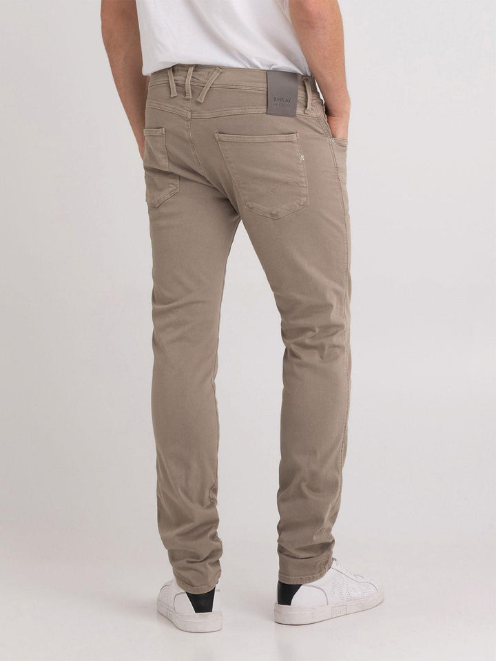 Replay slim fit ANBASS-91% katoen, 6% elastomultiester, 3% elasthaan-HEREN BROEKEN-Beige