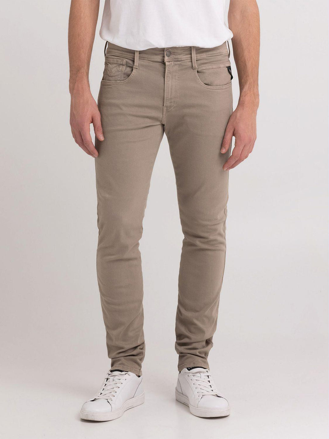 Replay slim fit ANBASS-91% katoen, 6% elastomultiester, 3% elasthaan-HEREN BROEKEN-Beige