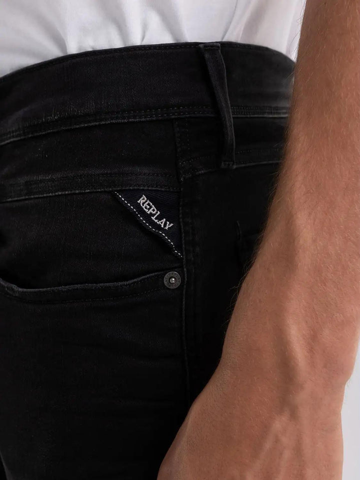 Replay slim fit ANBASS jeans-88% katoen, 8% polyester, 4% elasthaan-HEREN BROEKEN-Zwart