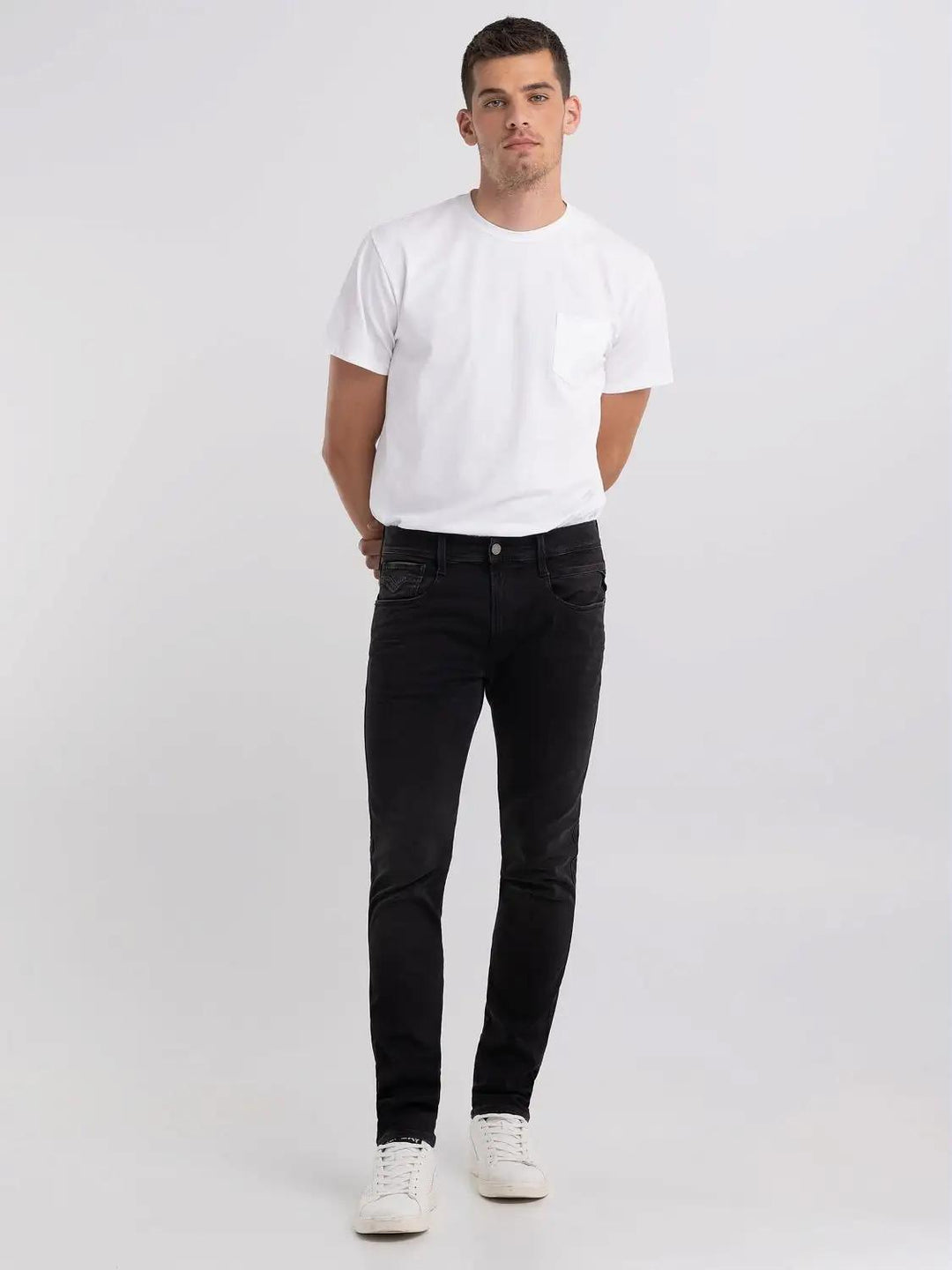 Replay slim fit ANBASS jeans-88% katoen, 8% polyester, 4% elasthaan-HEREN BROEKEN-Zwart