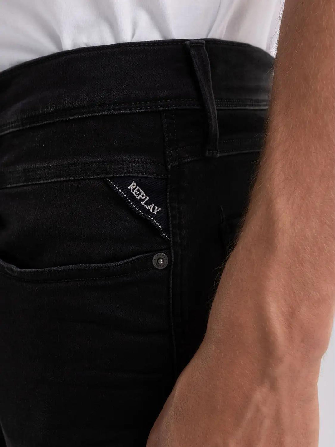 Replay slim fit ANBASS jeans-88% katoen, 8% polyester, 4% elasthaan-HEREN BROEKEN-Zwart