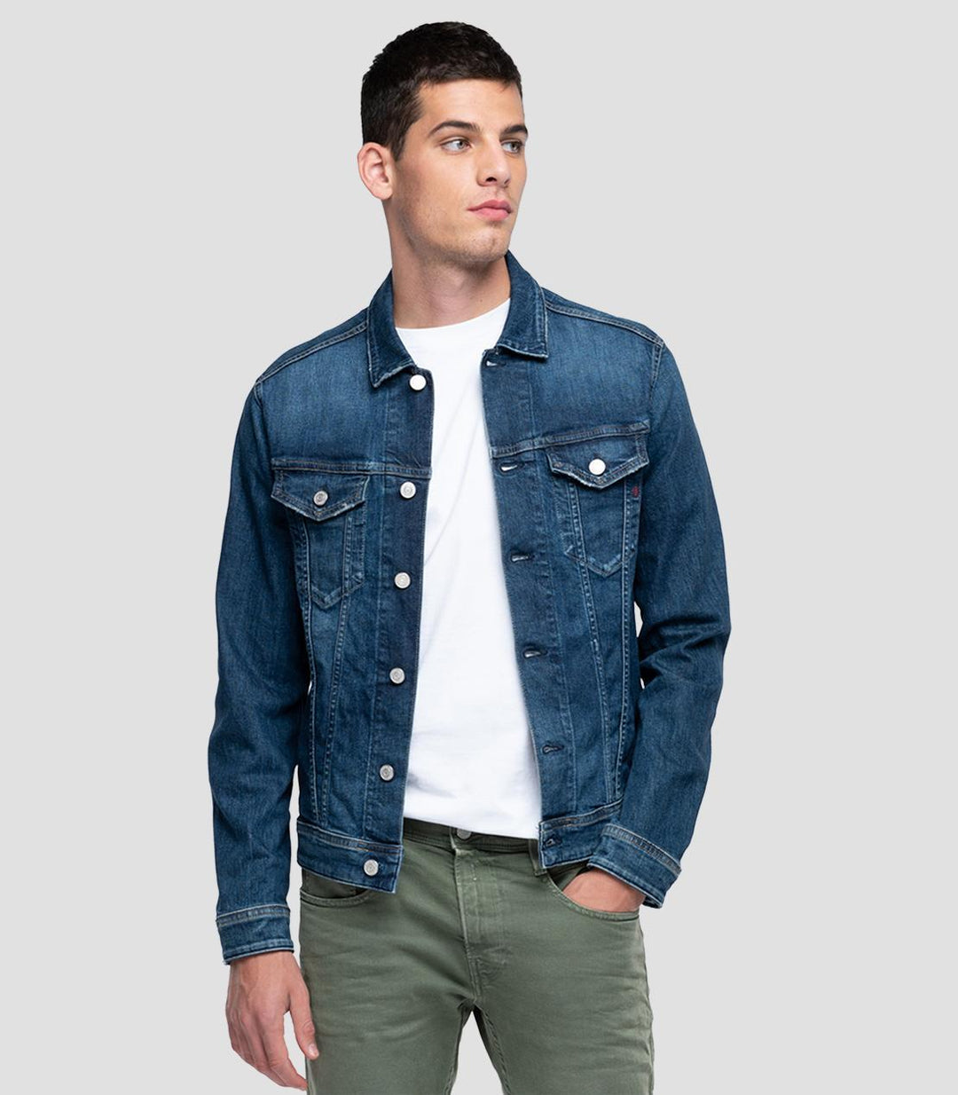 Replay spijkerjack-98% katoen, 2% elasthaan-HEREN SHIRTS-Blauw