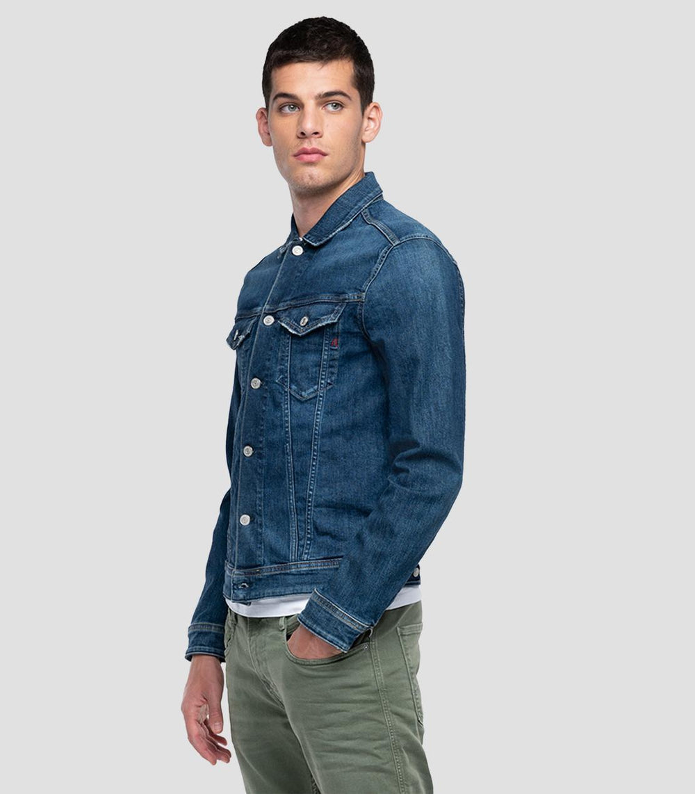 Replay spijkerjack-98% katoen, 2% elasthaan-HEREN SHIRTS-Blauw