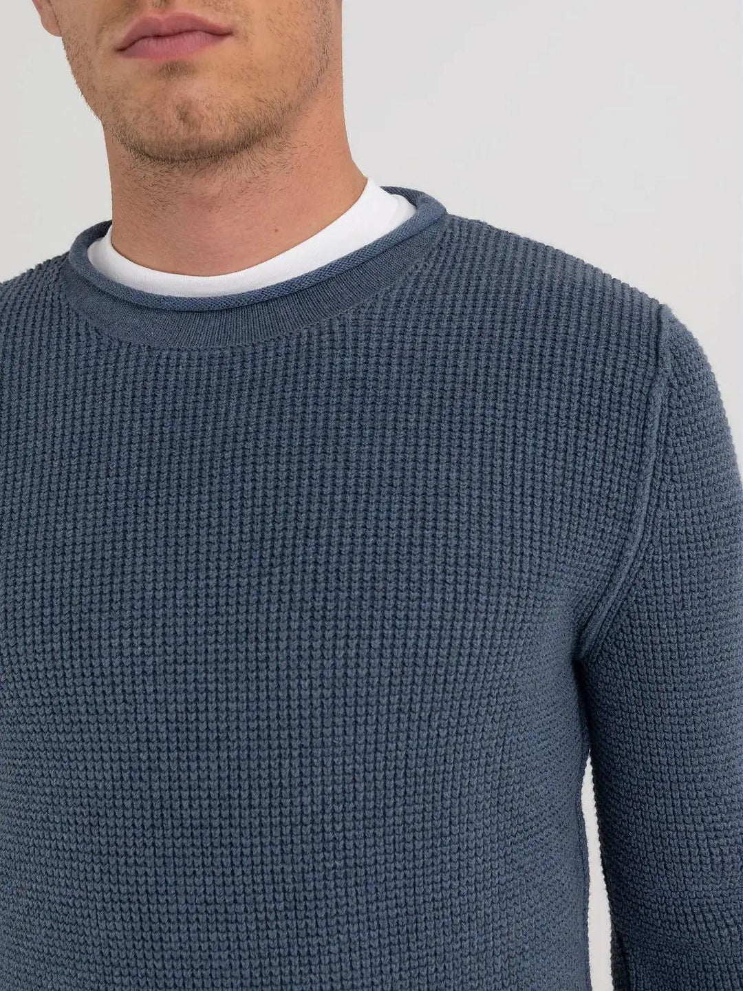 Replay trui met ronde hals-90% katoen, 8% polester, 2% elastaan-HEREN TRUIEN & VESTEN-Blauw