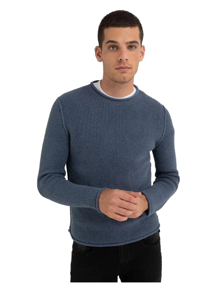 Replay trui met ronde hals-90% katoen, 8% polester, 2% elastaan-HEREN TRUIEN & VESTEN-Blauw