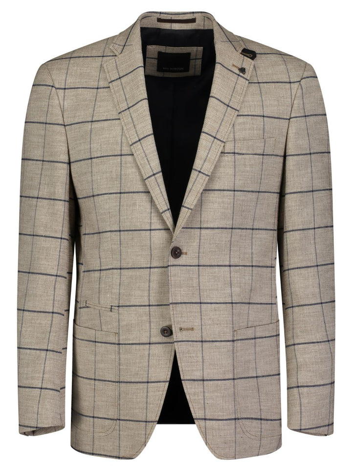 Roy Robson colbert-38% linnen, 35% katoen, 25% polyester, 2% elasthaan-HEREN PAKKEN & COLBERTS-Bruin