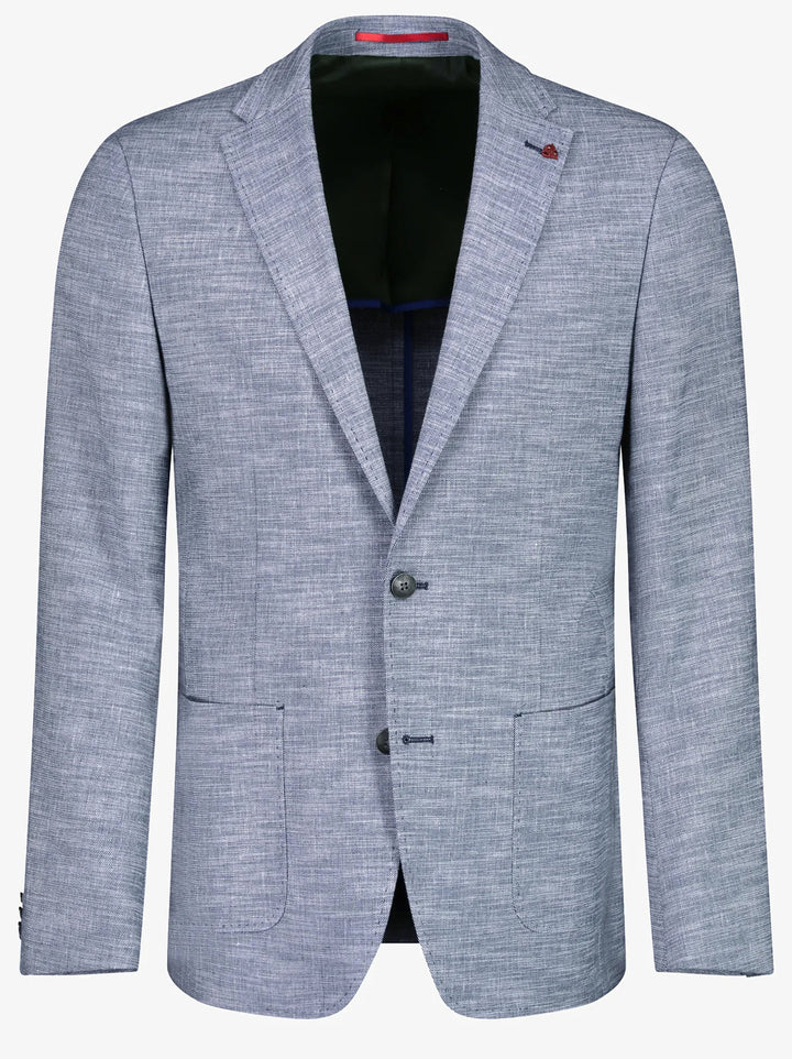 Roy Robson colbert blauw-51% linnen, 49% polyamide-HEREN PAKKEN & COLBERTS-Blauw