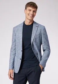 Roy Robson colbert blauw-51% linnen, 49% polyamide-HEREN PAKKEN & COLBERTS-Blauw