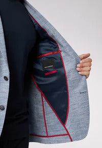 Roy Robson colbert blauw-51% linnen, 49% polyamide-HEREN PAKKEN & COLBERTS-Blauw