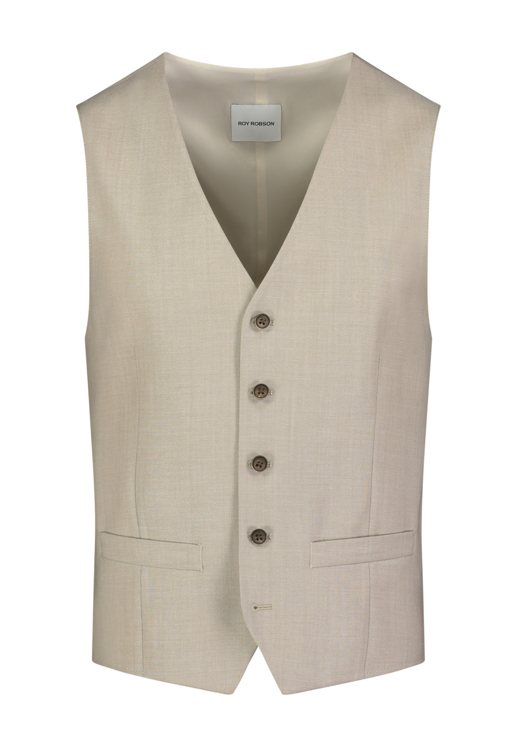 Roy Robson Gilet – Beige-57% Scheurwol<br />40% Viscose<br />3% Elastaan-HEREN PAKKEN & COLBERTS-Beige