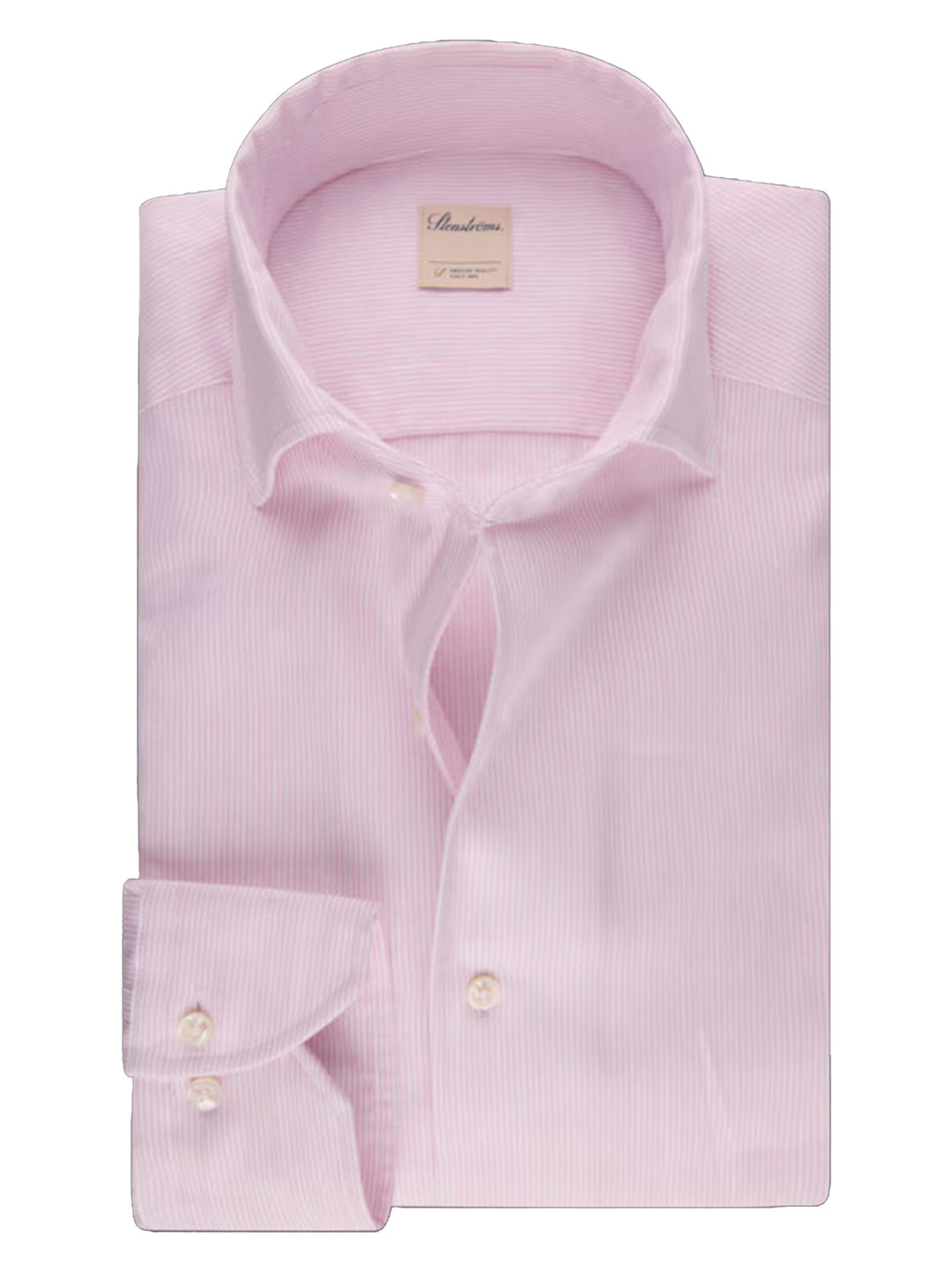 Roze gestreept katoenen/linnen overhemd Slimline-Katoen 70%. Linnen 30%.-HEREN SHIRTS-Roze