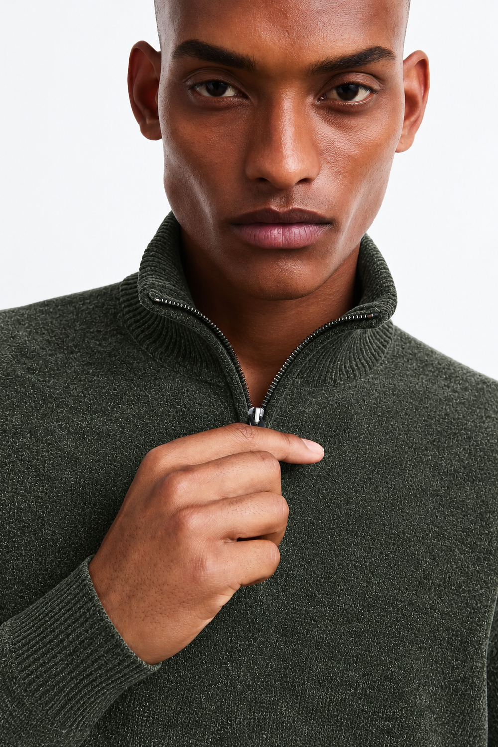 RRD Velvet Half Zip Knit – Grijs-87% polyester, 13% elastaan-HEREN TRUIEN & VESTEN-Grijs