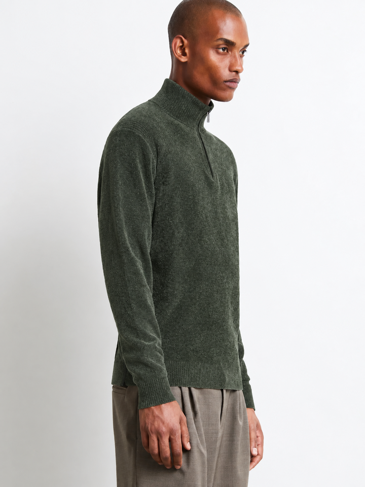 RRD Velvet Half Zip Knit – Grijs-87% polyester, 13% elastaan-HEREN TRUIEN & VESTEN-Grijs