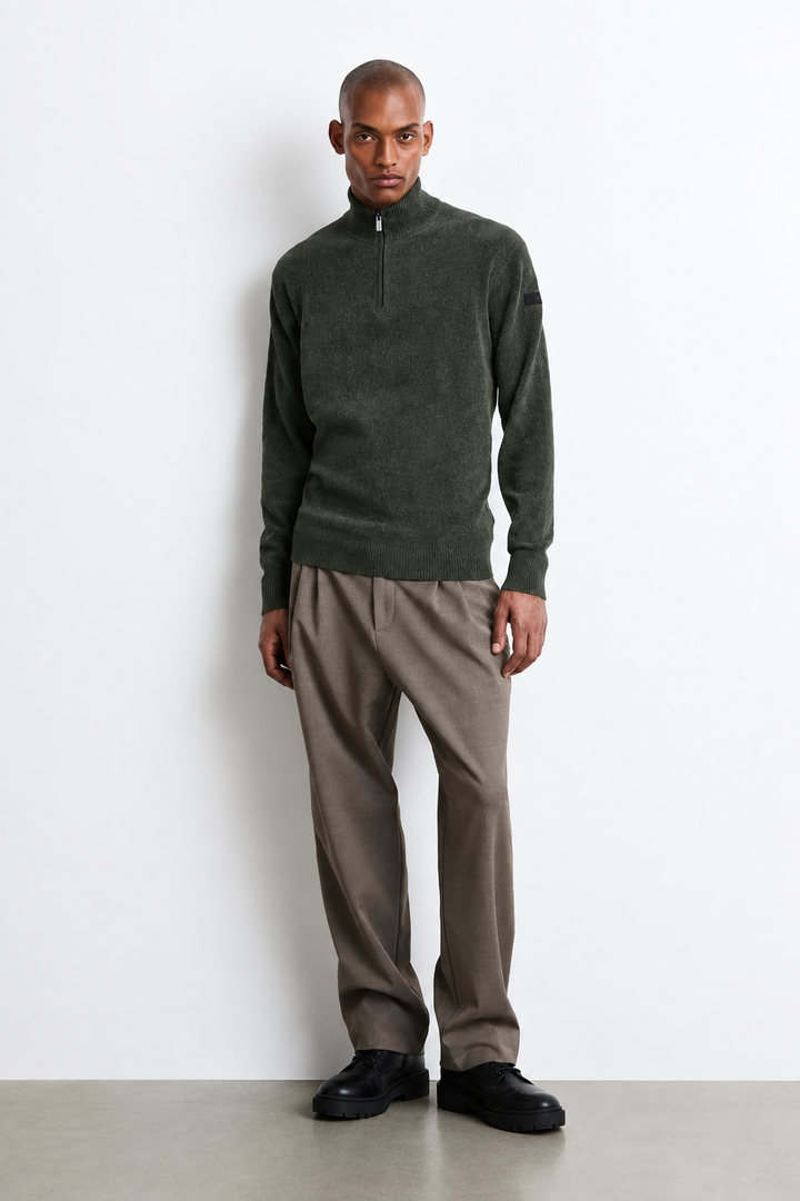 RRD Velvet Half Zip Knit – Grijs-87% polyester, 13% elastaan-HEREN TRUIEN & VESTEN-Grijs