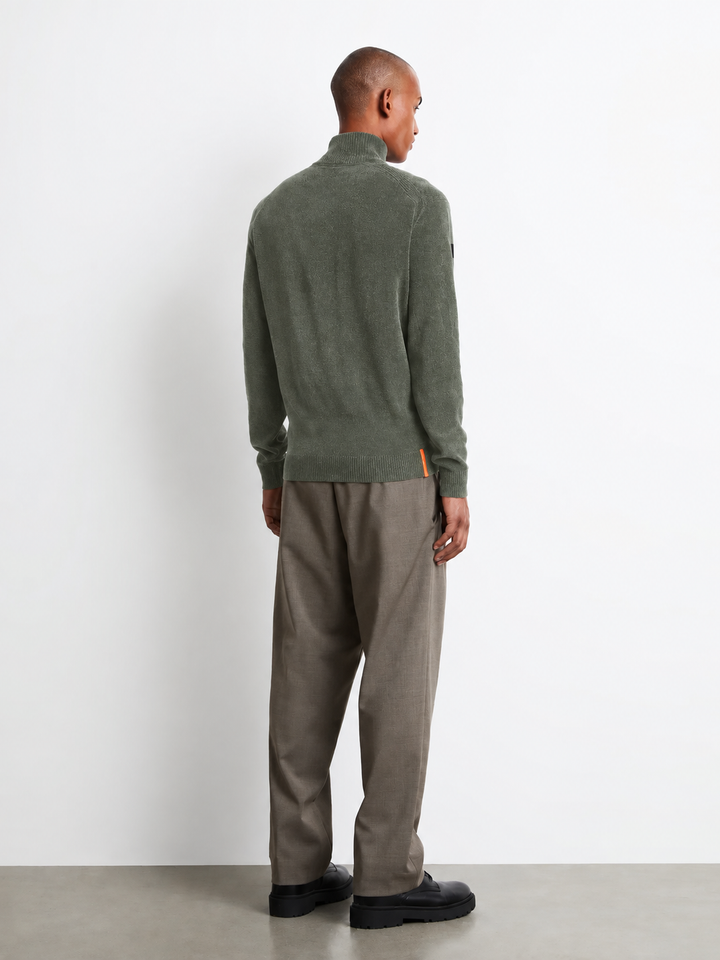 RRD Velvet Half Zip Knit – Groen-87% polyester, 13% elastaan-HEREN TRUIEN & VESTEN-Groen
