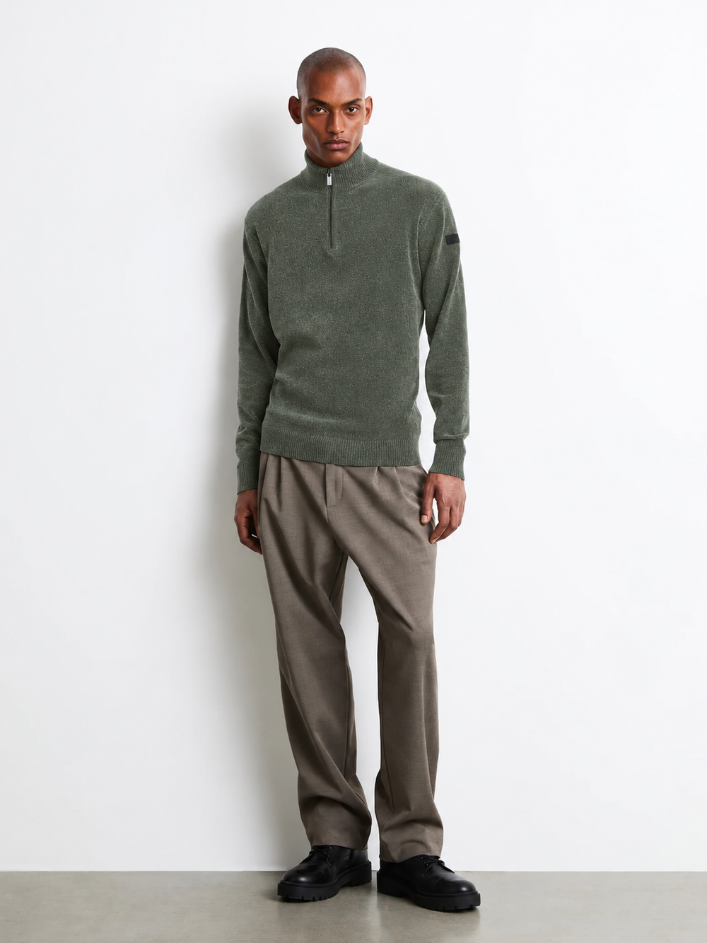 RRD Velvet Half Zip Knit – Groen-87% polyester, 13% elastaan-HEREN TRUIEN & VESTEN-Groen