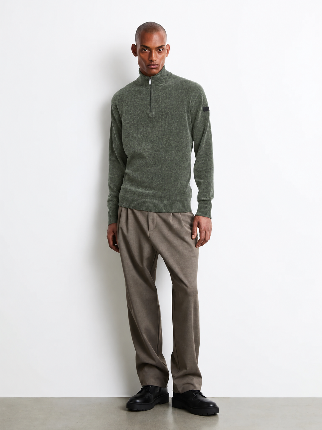 RRD Velvet Half Zip Knit – Groen-87% polyester, 13% elastaan-HEREN TRUIEN & VESTEN-Groen