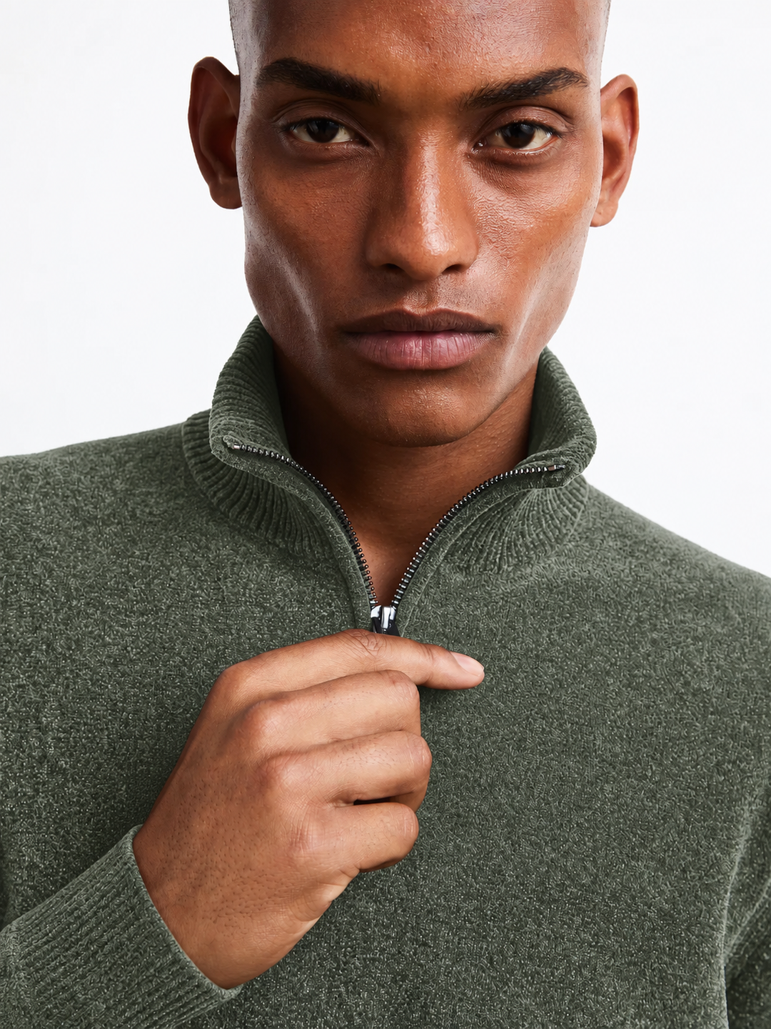RRD Velvet Half Zip Knit – Groen-87% polyester, 13% elastaan-HEREN TRUIEN & VESTEN-Groen