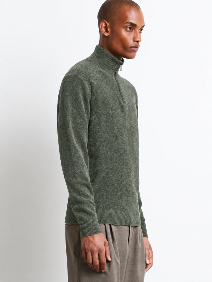 RRD Velvet Half Zip Knit – Groen-87% polyester, 13% elastaan-HEREN TRUIEN & VESTEN-Groen