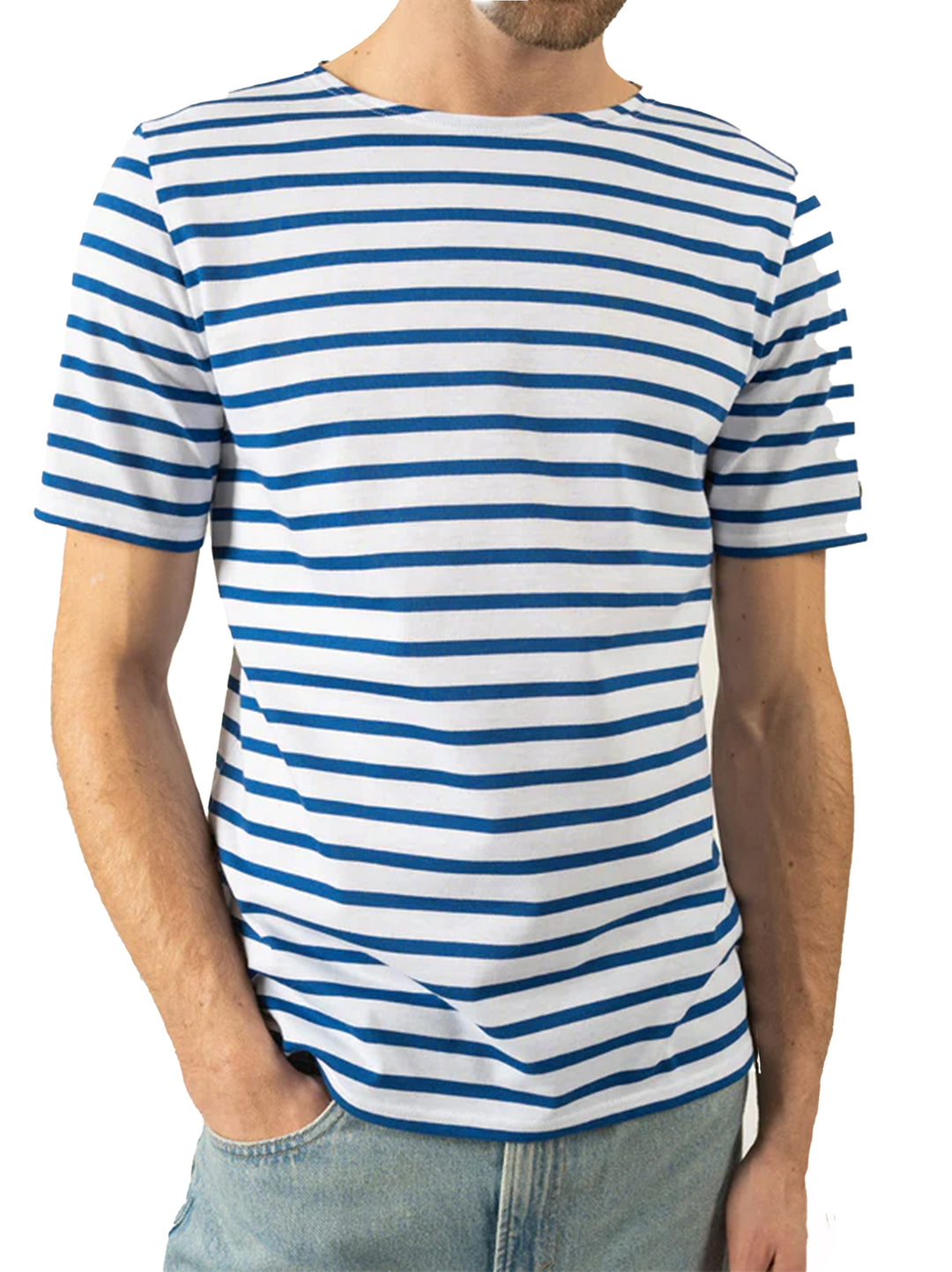 Saint James levant gestreept matrozenoverhemd-100% Katoen-HEREN POLO'S & T-SHIRTS-Blauw