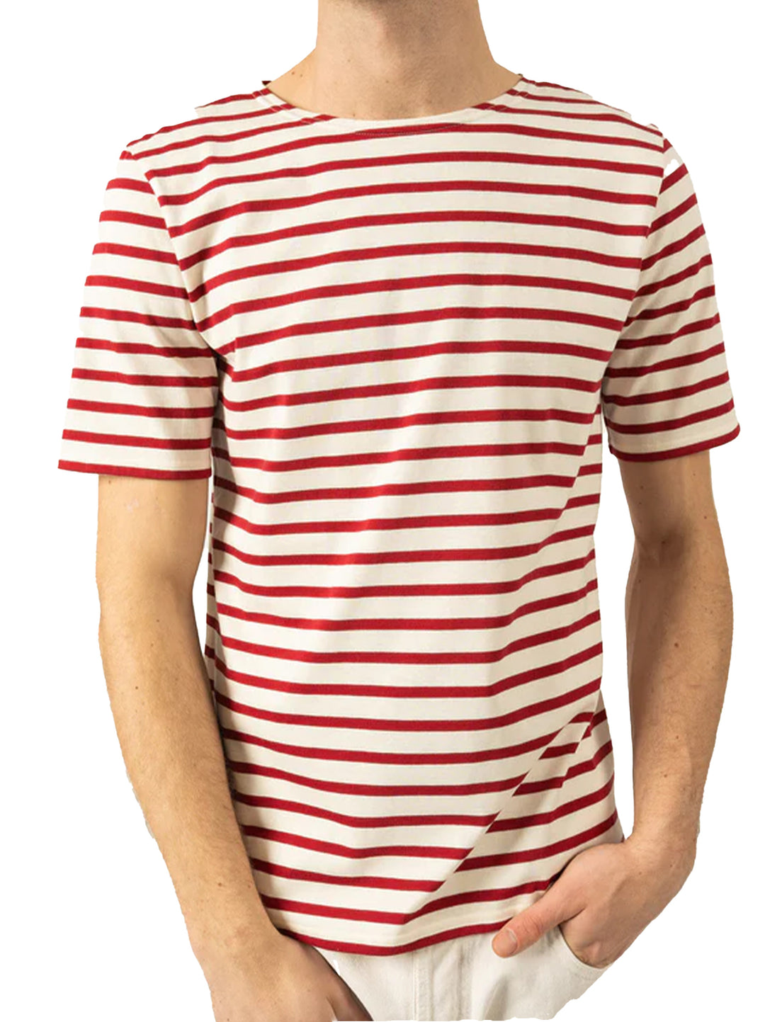 Saint James levant gestreept matrozenoverhemd-100% Katoen-HEREN POLO'S & T-SHIRTS-Rood