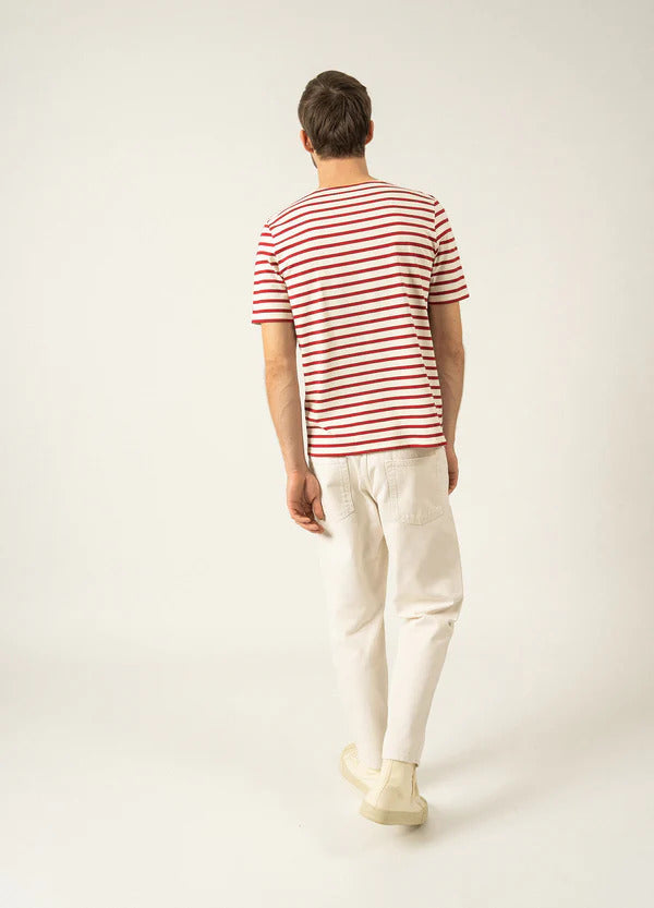 Saint James levant gestreept matrozenoverhemd-100% Katoen-HEREN POLO'S & T-SHIRTS-Rood