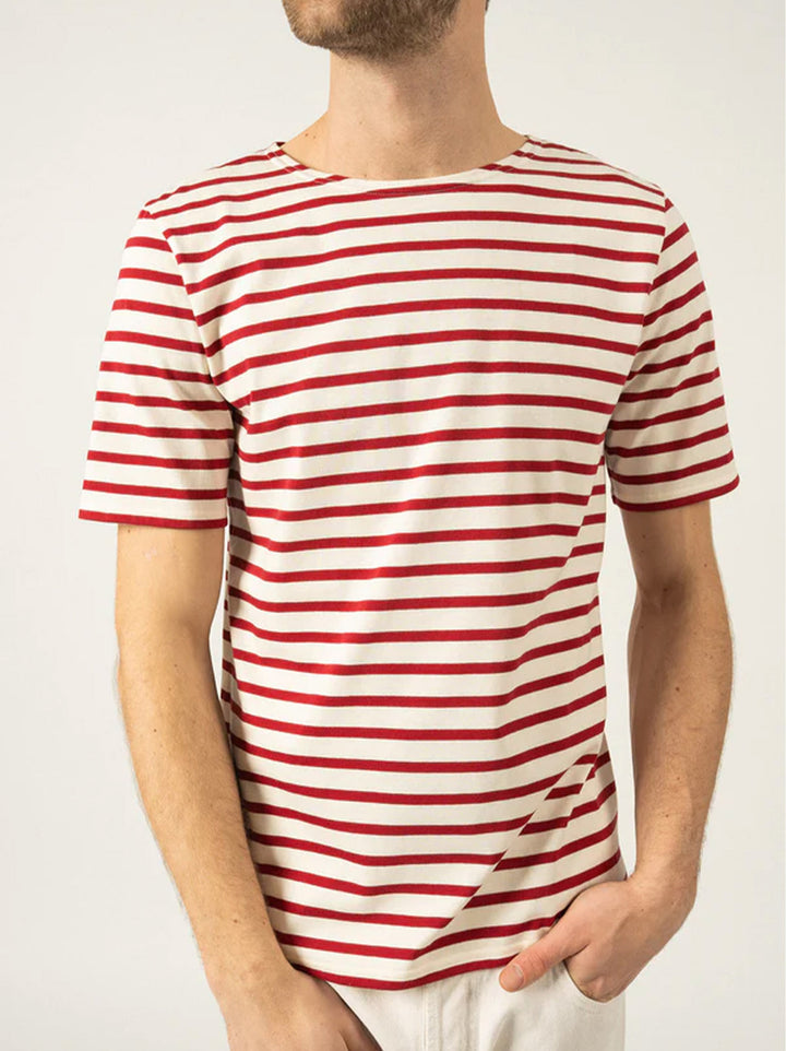 Saint James Levant Sailor T-shirt – Ecru Persan-100% katoen-HEREN POLO'S & T-SHIRTS-Rood