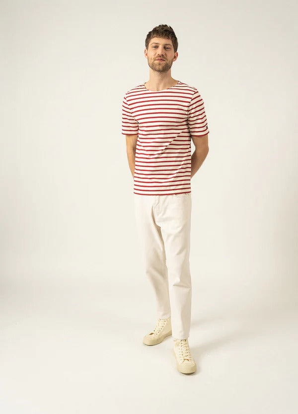 Saint James Levant Sailor T-shirt – Ecru Persan-100% katoen-HEREN POLO'S & T-SHIRTS-Rood