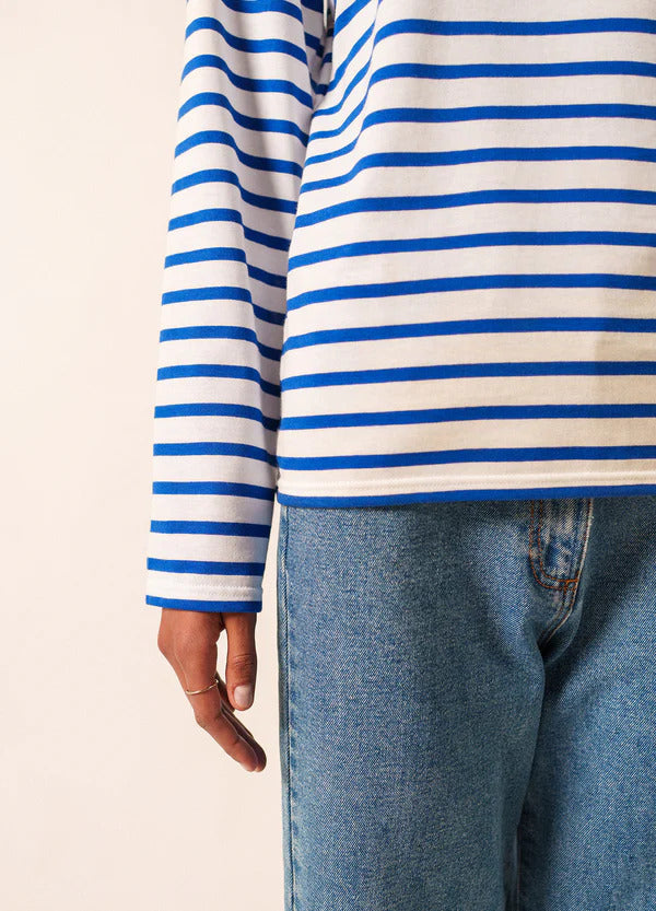 Saint James Longsleeve Shirt -100% katoen-HEREN POLO'S & T-SHIRTS-Blauw