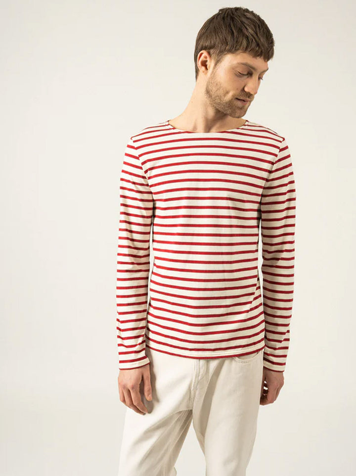 Saint James Longsleeve Shirt – Ecru Persan-100% katoen-HEREN POLO'S & T-SHIRTS-Rood