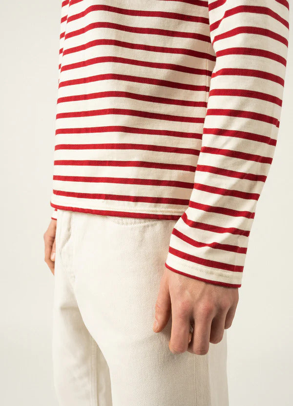 Saint James Longsleeve Shirt – Ecru Persan-100% katoen-HEREN POLO'S & T-SHIRTS-Rood