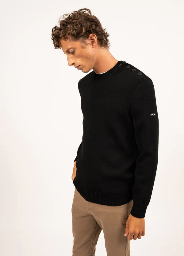 Saint James Rochefort trui-100% wol-HEREN TRUIEN & VESTEN-Zwart